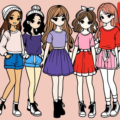 a group of five girls