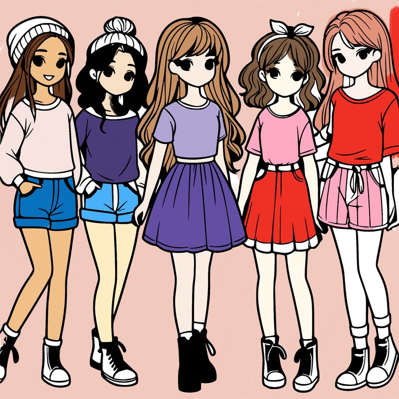 a group of five girls