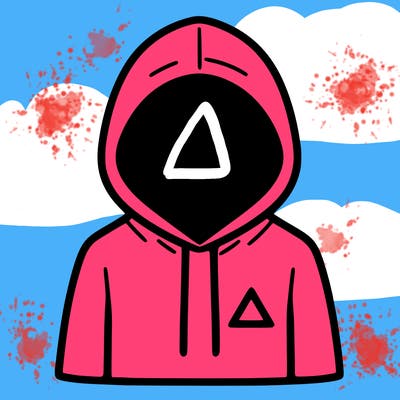 a person with non face waering a hoodie with a small triangle symbol