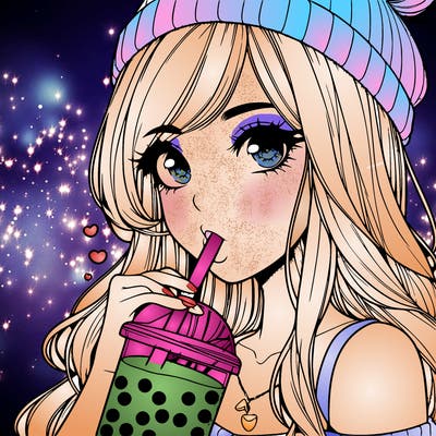 a realistic girl drinking boba tea