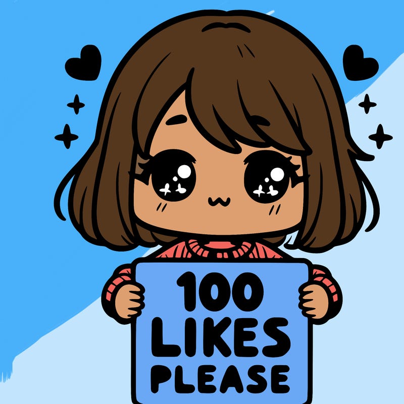 cute girl holding a sign saying 100 likes please