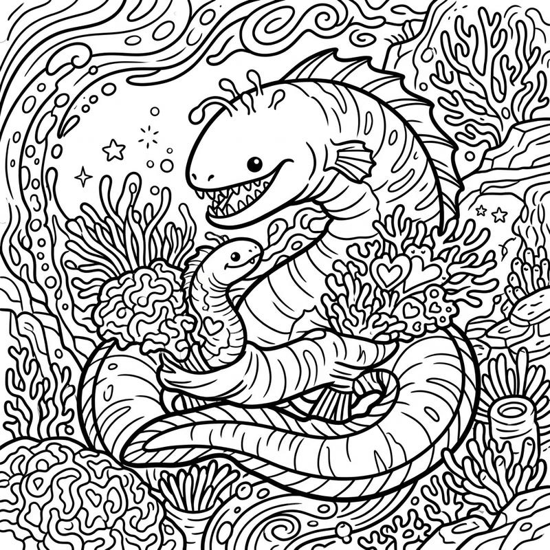 Dive into an unforgettable Mother's Day celebration with this unique abyssal worms coloring page, perfect for anyone looking for a creative challenge. Explore the loving bond between a mother abyssal worm and her baby amidst an intricate underwater world.
