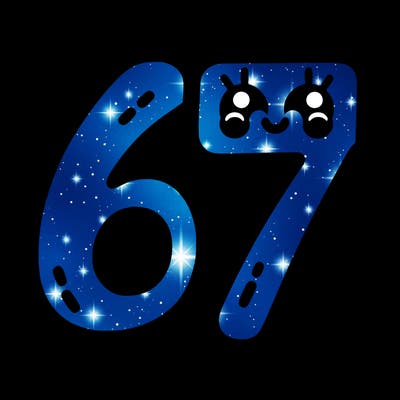 the numbers 67