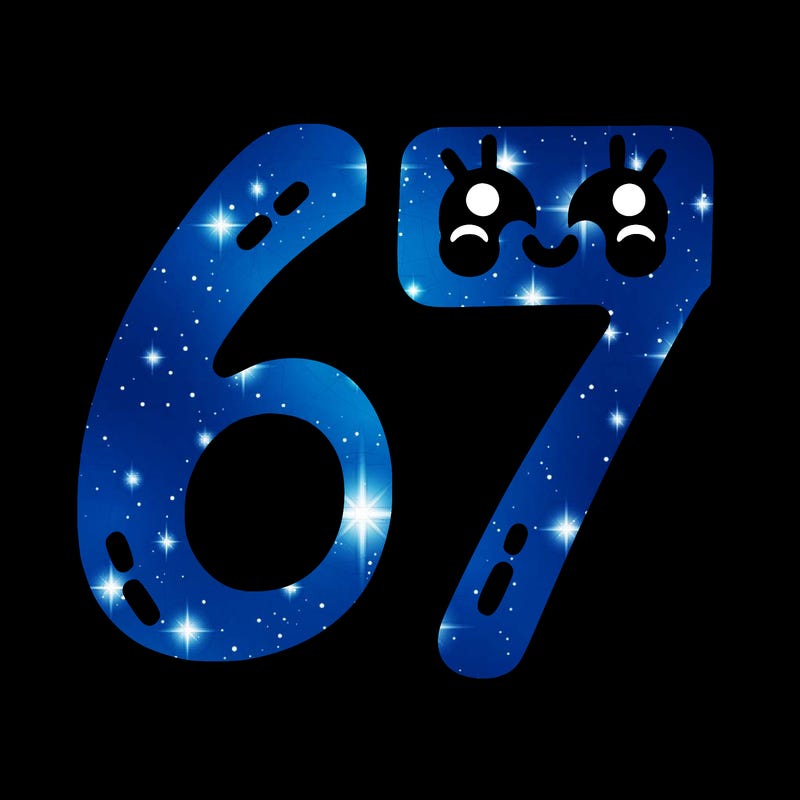 the numbers 67