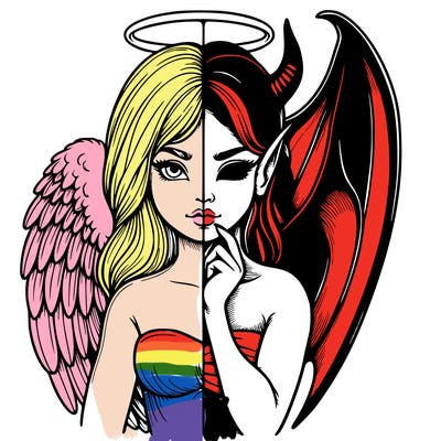 realistic angel half demon