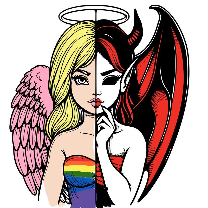 realistic angel half demon