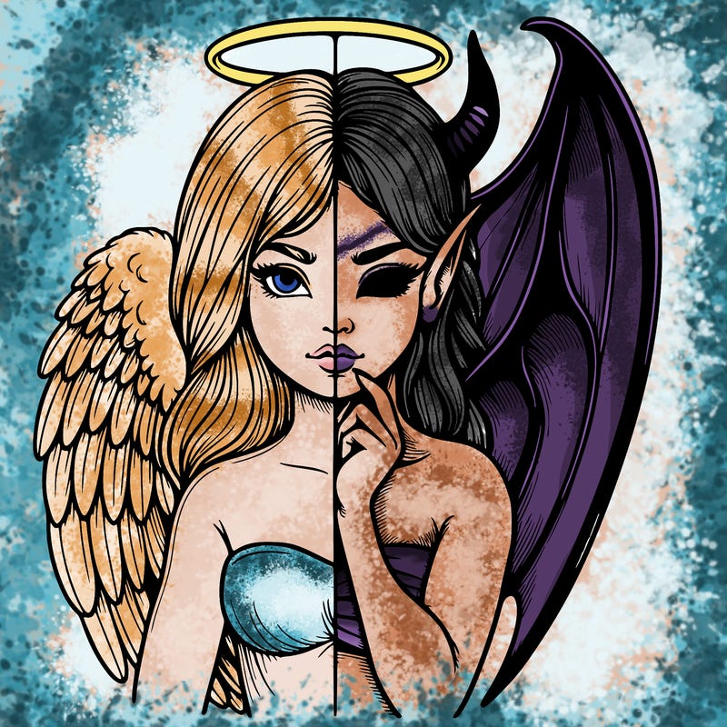 realistic angel half demon