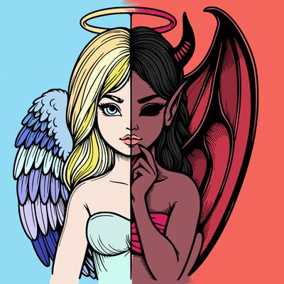 realistic angel half demon