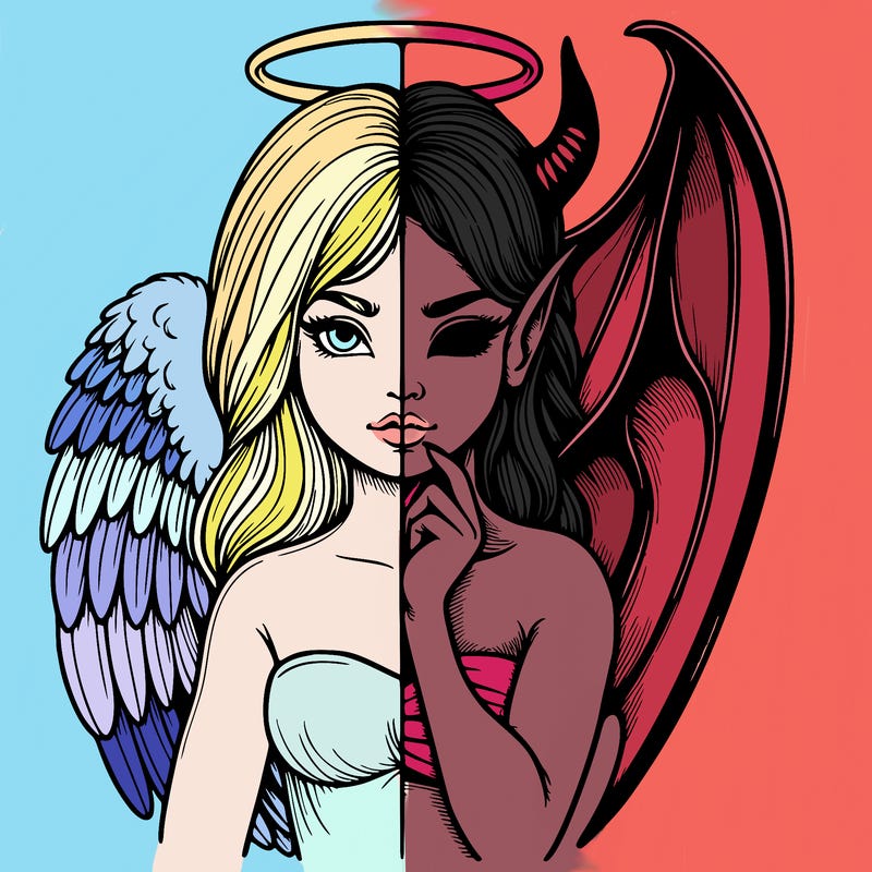 realistic angel half demon