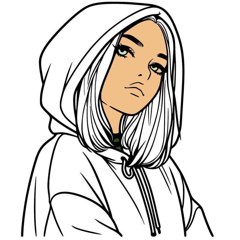 a realistic girl in a hoodie
