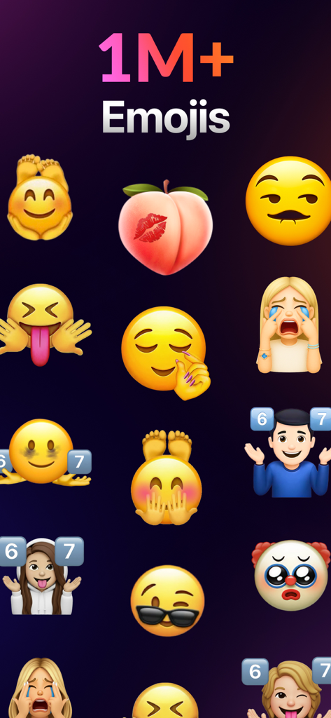 A diverse grid of creative and custom AI-generated emojis from the Gmoji app