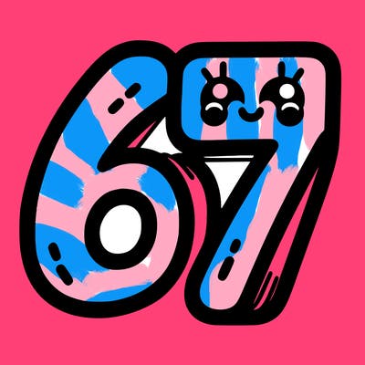 the numbers 67