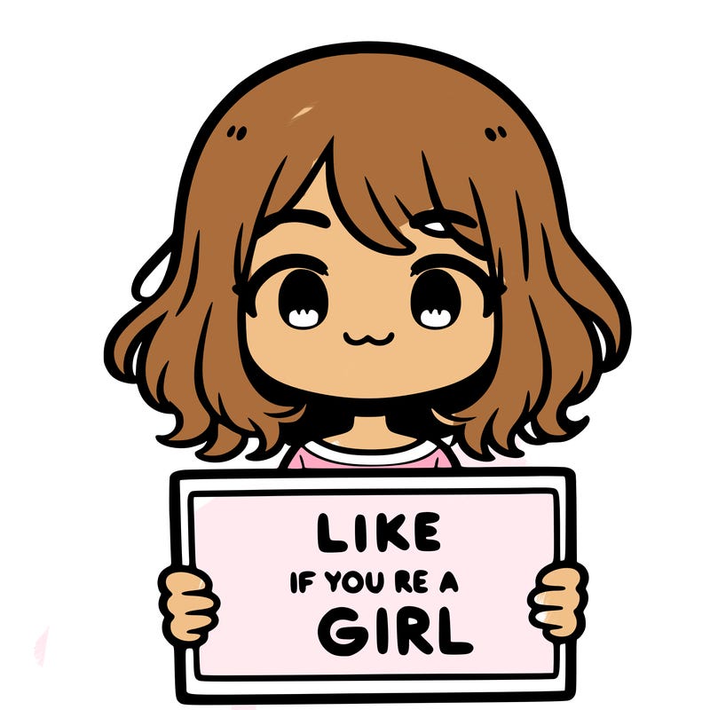 a cute girl holding a sign that says like if you’re a girl