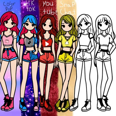 a group of girls wearing crop tops and shorts