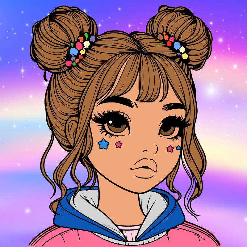 realistic girl with space buns