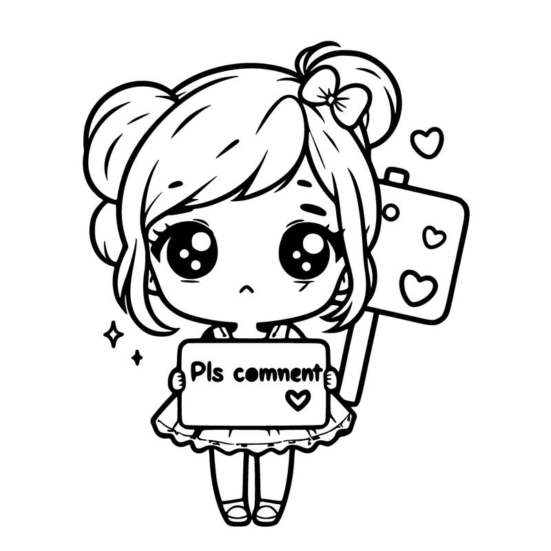 a cute little girl with a sign that says pls comment 🙏