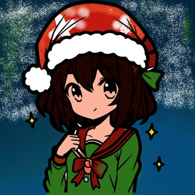 anime girl wearing a santa hat