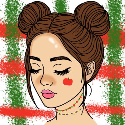 woman with hair buns