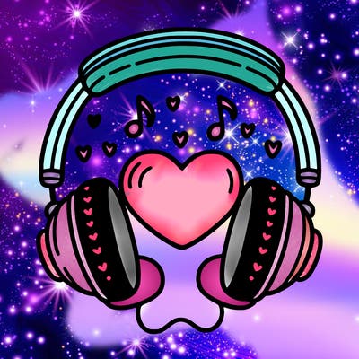 music headphones with a heart