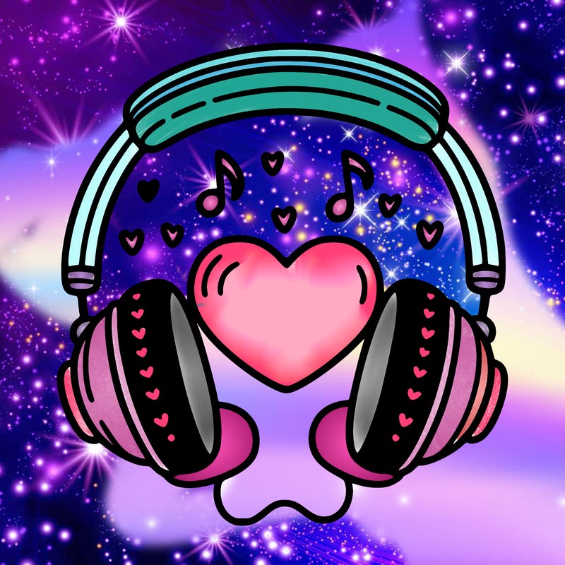 music headphones with a heart