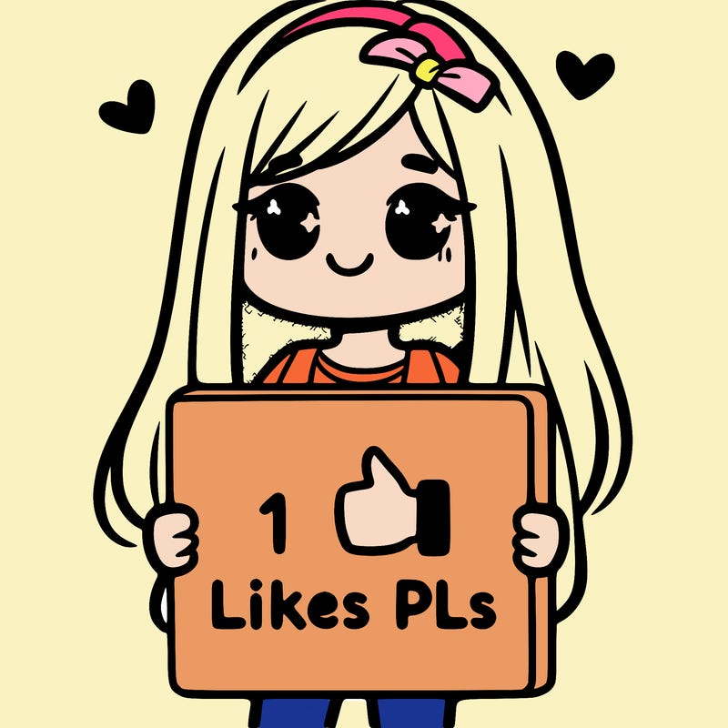 girl holding a sign saying 10 likes pls