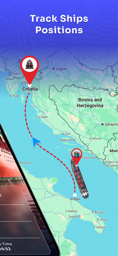 Real-time ship position tracking on an interactive map showing vessel routes