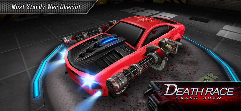 Death Race : Crash Burn - A red sports car equipped with large machine guns from the game Death Race Crash Burn.