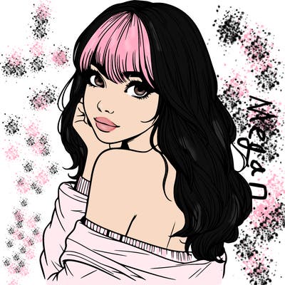 realistic girl with bangs looking over her shoulder