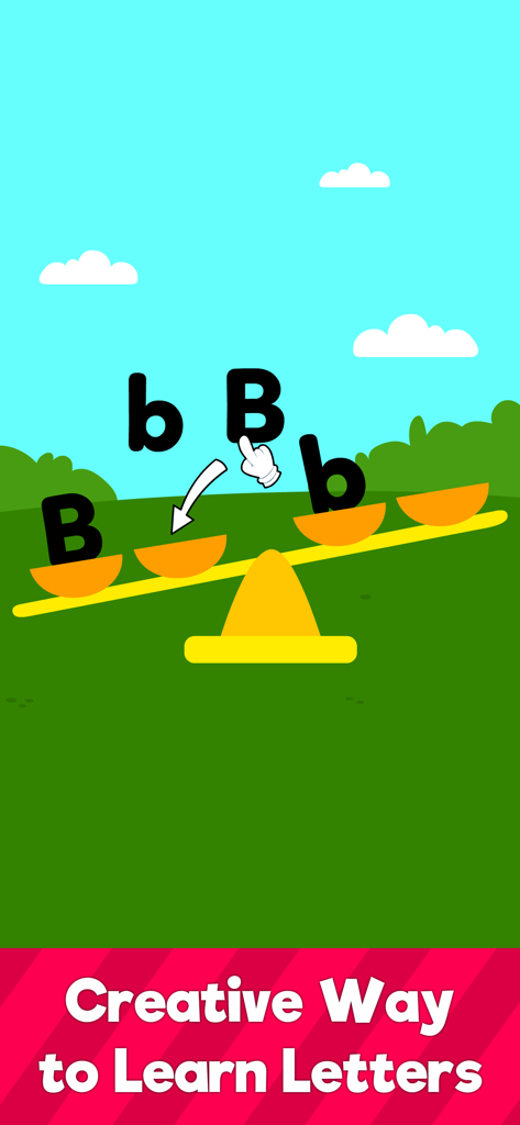 幼児が仕分けゲームで大文字と小文字を学ぶ