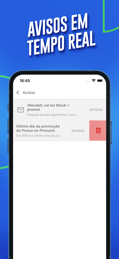Prezunic - Prezunic mobile app screen showing real-time shopping alerts and promotional notifications.