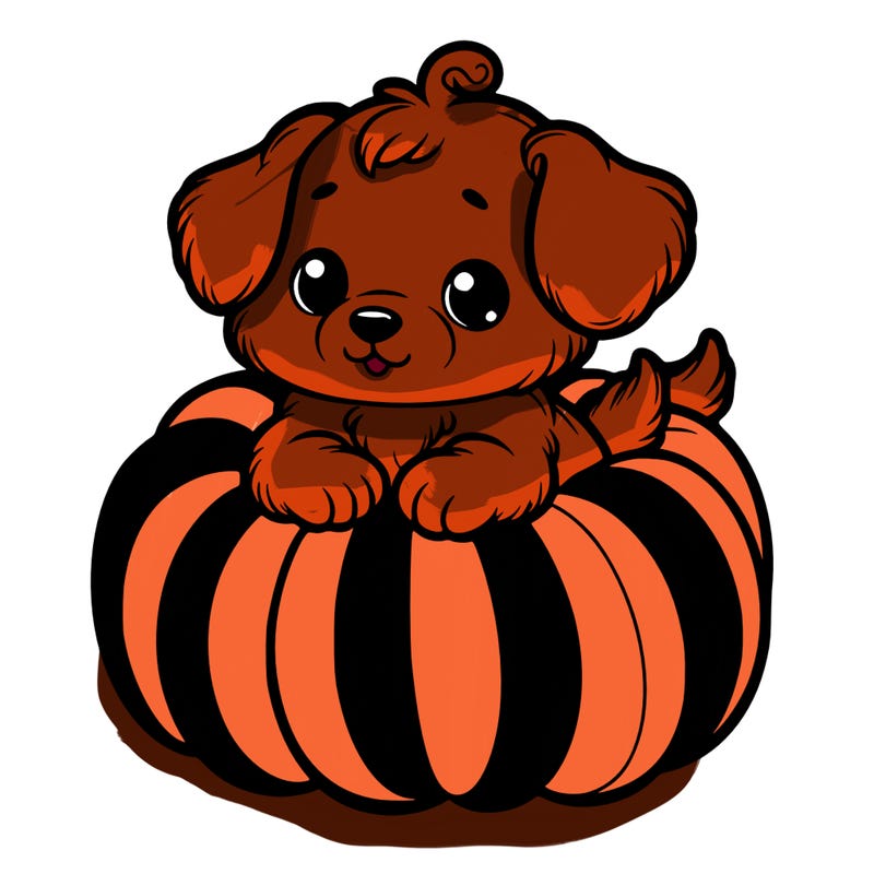 cute little puppy in a pumpkin
