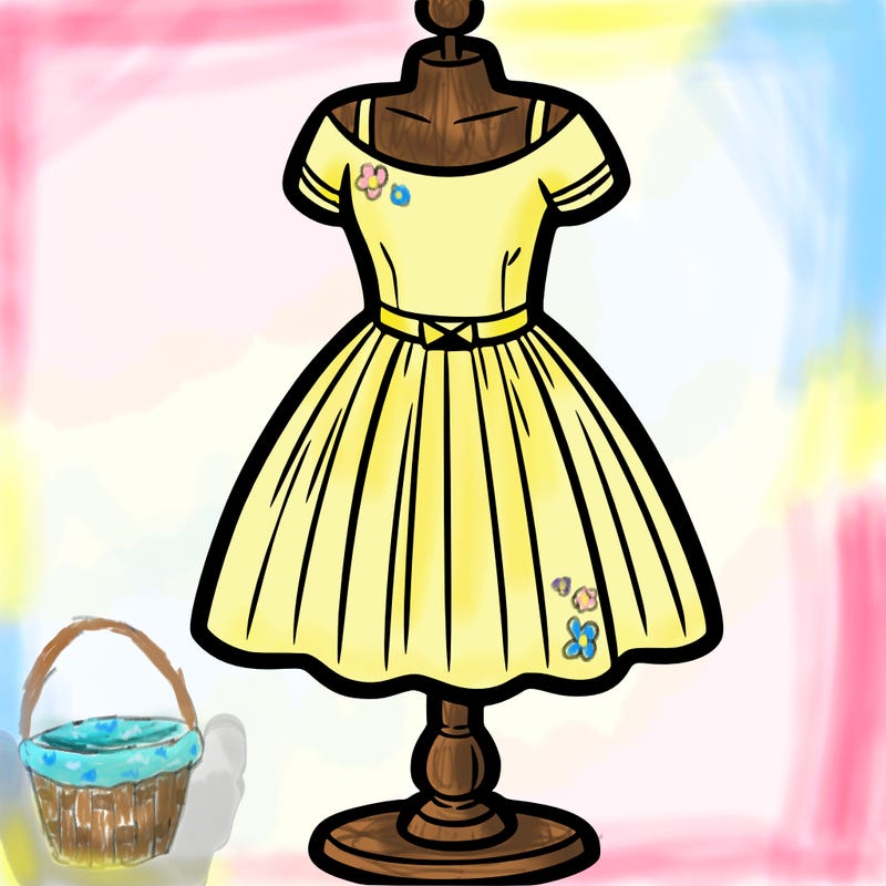 a blank dress on a stand shown