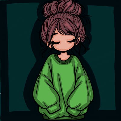 girl with baggy sweatshirt and messy bun