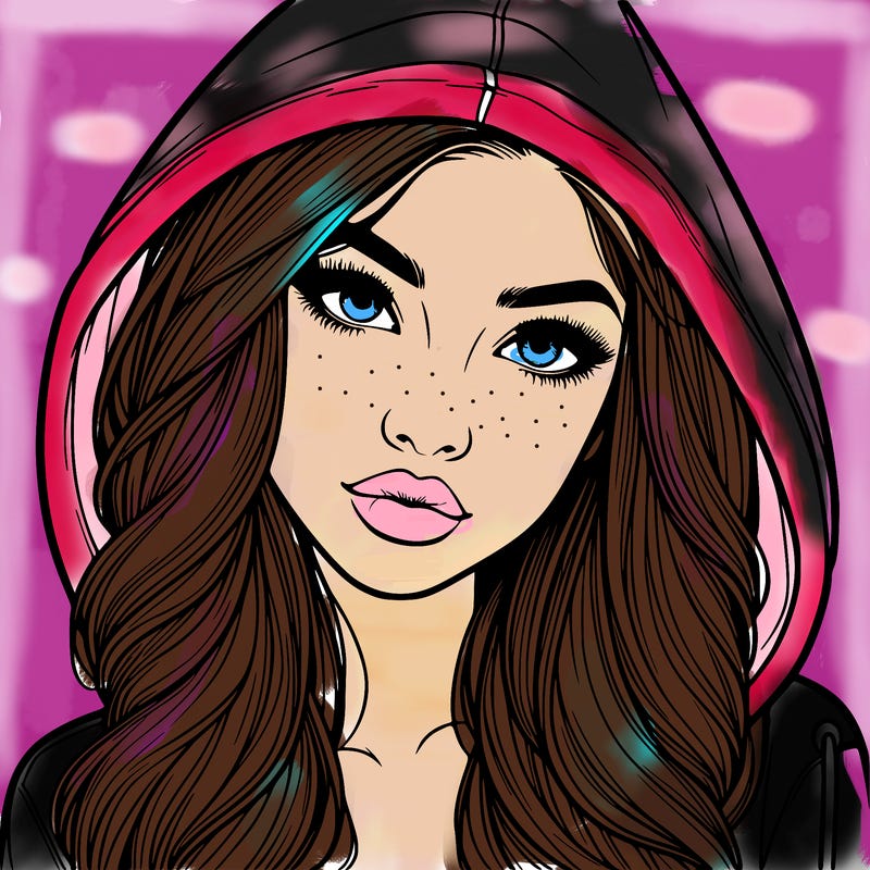 realistic beautiful girl with a hood on