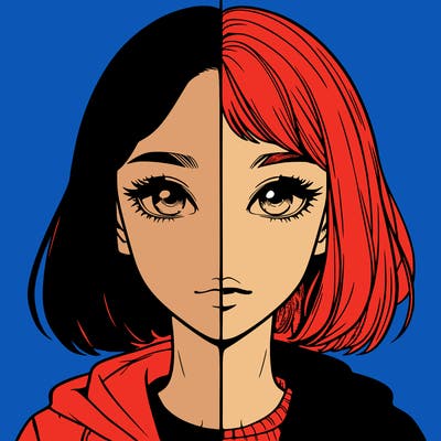 split realistic girl