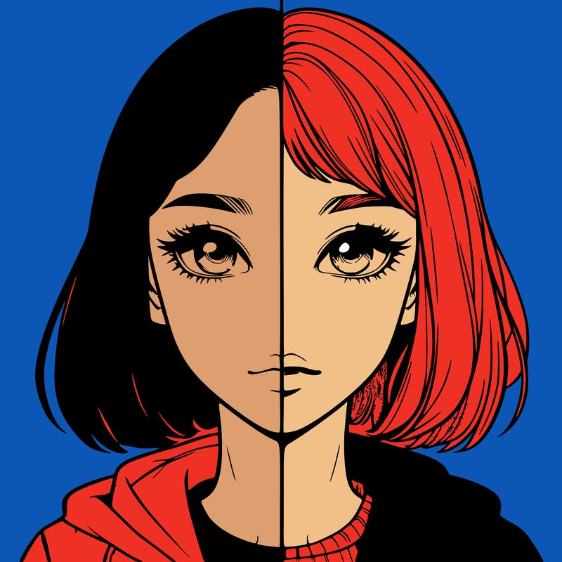 split realistic girl