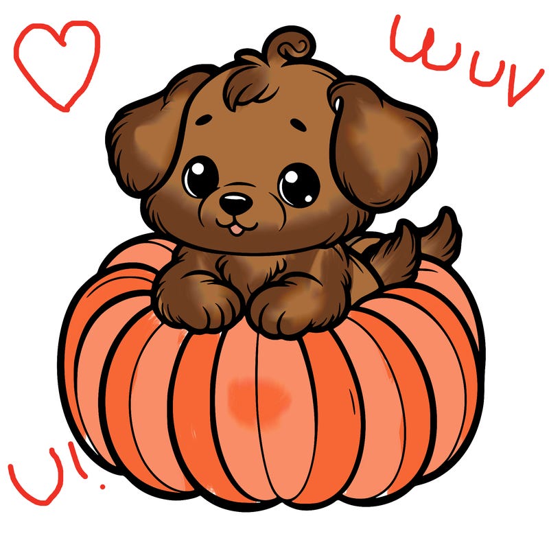 cute little puppy in a pumpkin