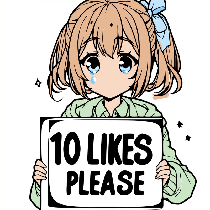 anime girl holding 10 likes pls sign