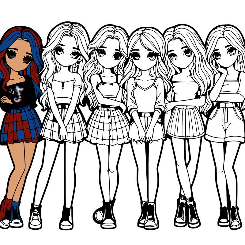 a group of girls realistic