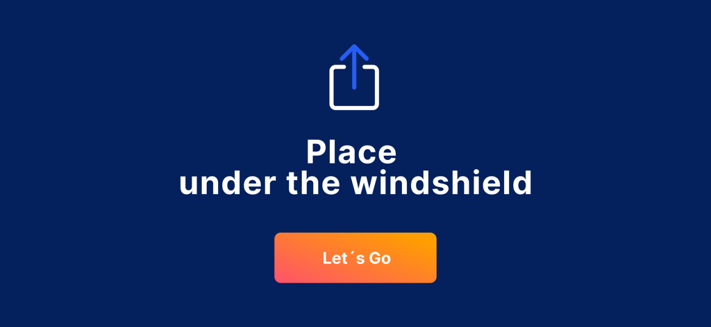 Tela de instrução para colocar o smartphone sob o para-brisa para o modo de exibição head-up