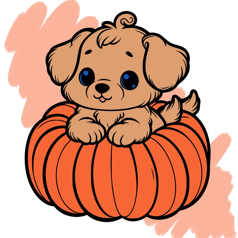 cute little puppy in a pumpkin