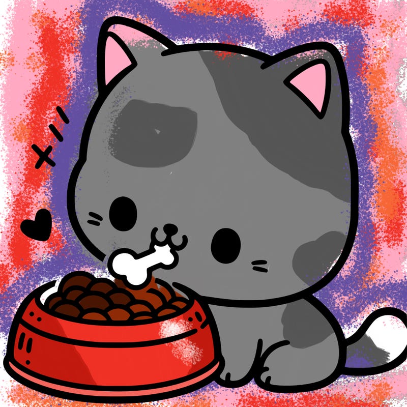 a cute cat eating food