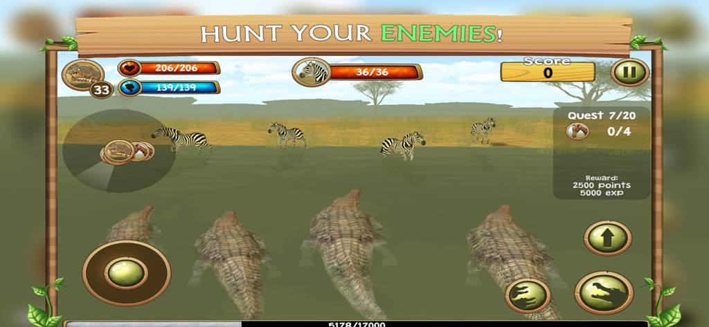 Wild Animal Simulators - Crocodiles in a river hunting zebras in the Wild Animal Simulators game