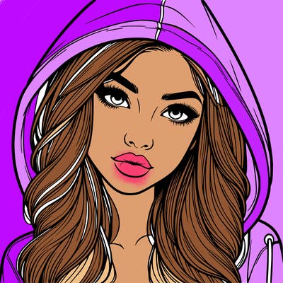realistic beautiful girl with a hood on
