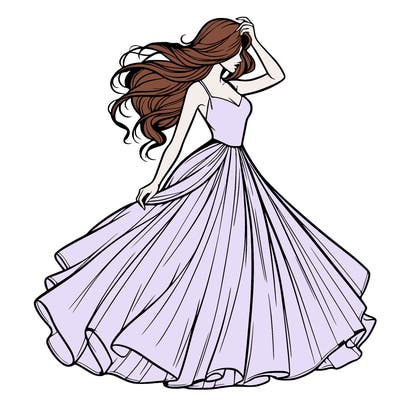 realistic woman with dress flowing in the wind