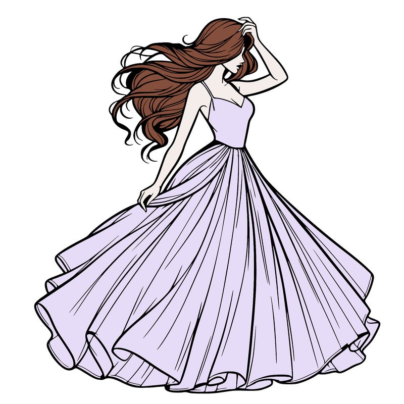 realistic woman with dress flowing in the wind