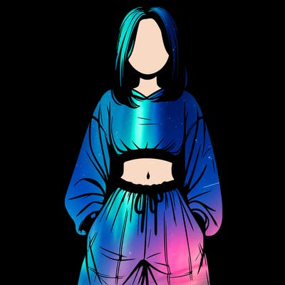 realistic girl faceless with baggy pants and a crop top