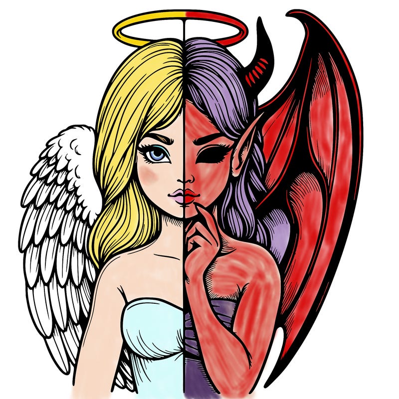 realistic angel half demon