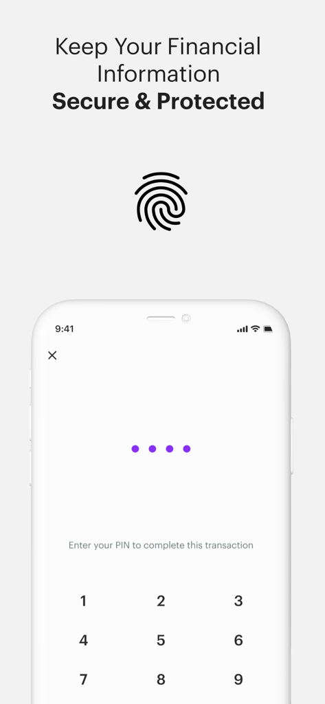 Chipper Cash - Schermata di sicurezza dell'app Chipper Cash con immissione PIN e icona dell'impronta digitale
