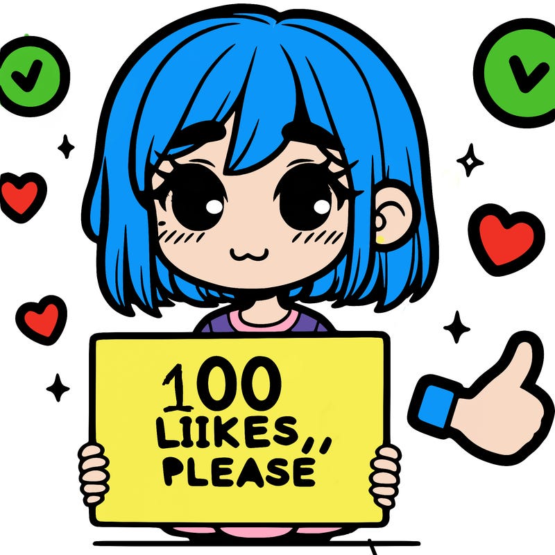 a girl with a sign saying 100 likes, please